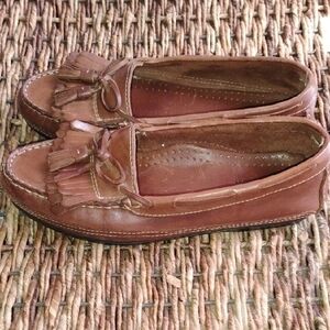 Brown Leather Loafers with Tassels